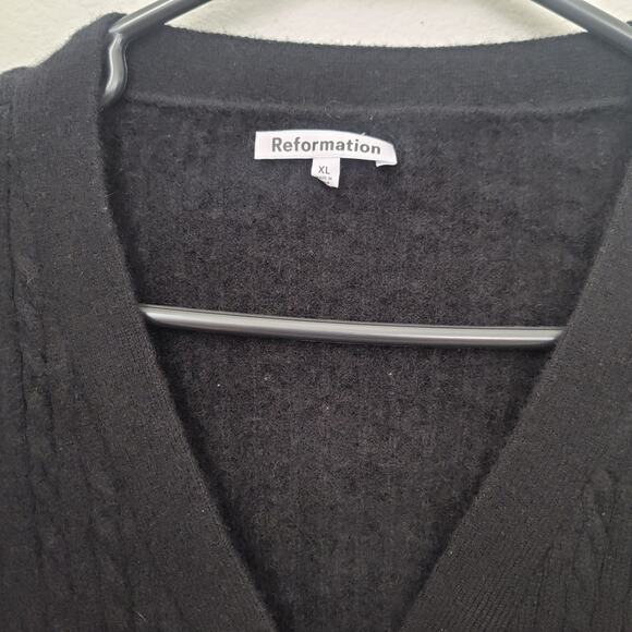 Reformation Sz XL Crop Cardigan Cable Knit Button Front Cashmere Cozy Academia - Picture 4 of 16